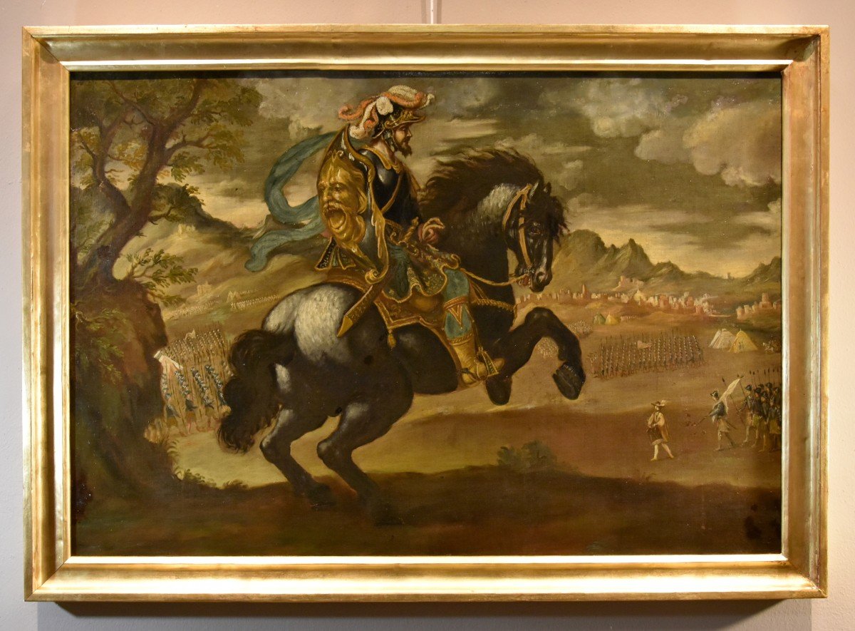 Equestrian Portrait Of Pietro Strozzi, Florentine Painter 17th-18th Century-photo-1