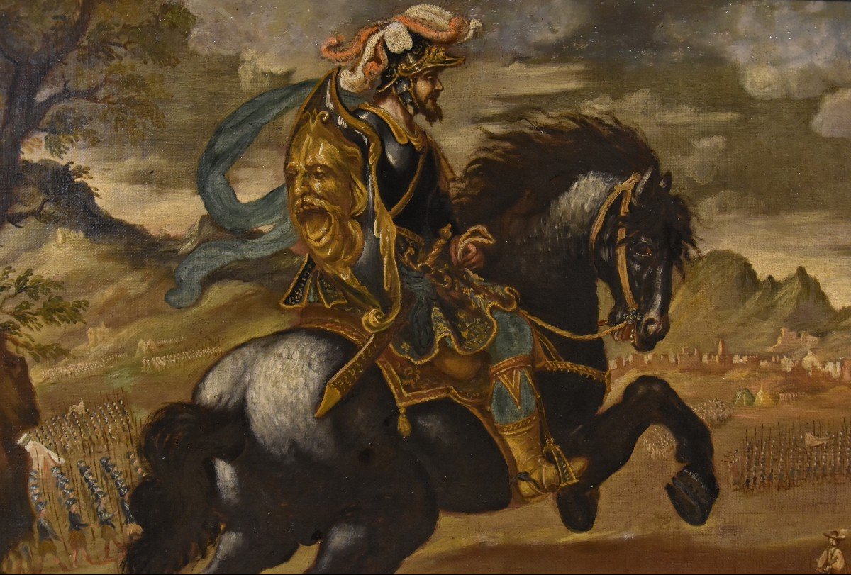 Equestrian Portrait Of Pietro Strozzi, Florentine Painter 17th-18th Century-photo-4