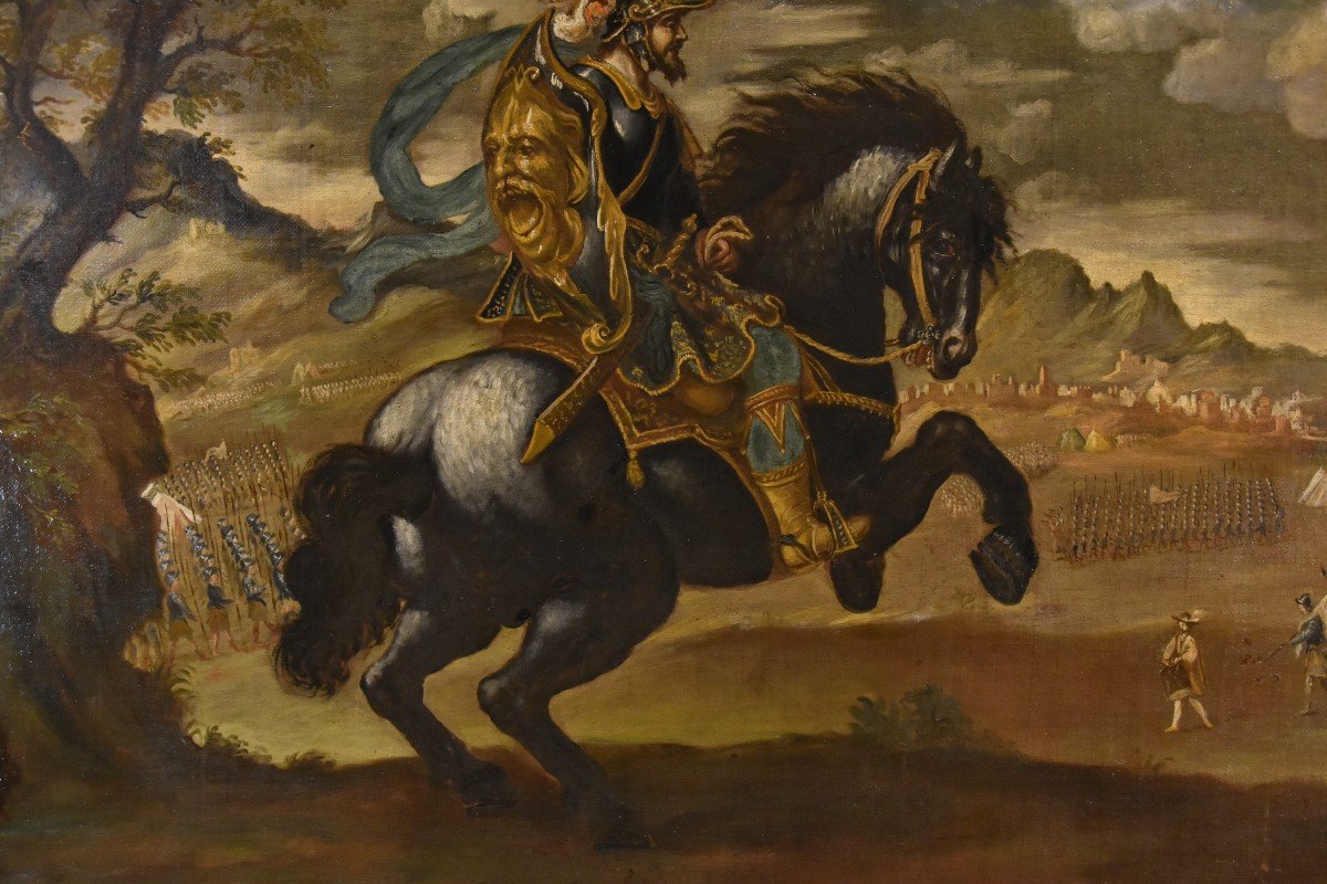 Equestrian Portrait Of Pietro Strozzi, Florentine Painter 17th-18th Century-photo-8