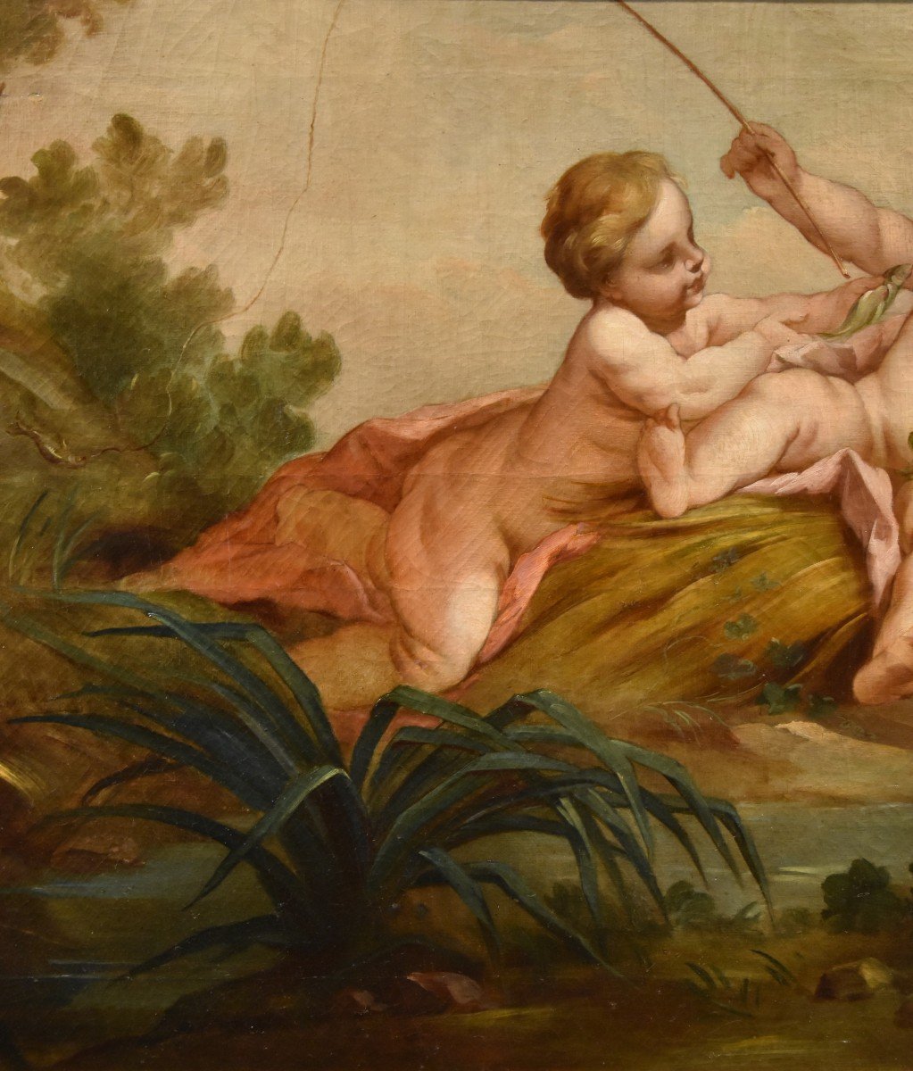 Putti En Pêcheurs, François Boucher (Paris, 1703 - 1770) école De -photo-4