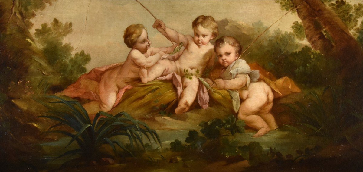 Putti En Pêcheurs, François Boucher (Paris, 1703 - 1770) école De -photo-7