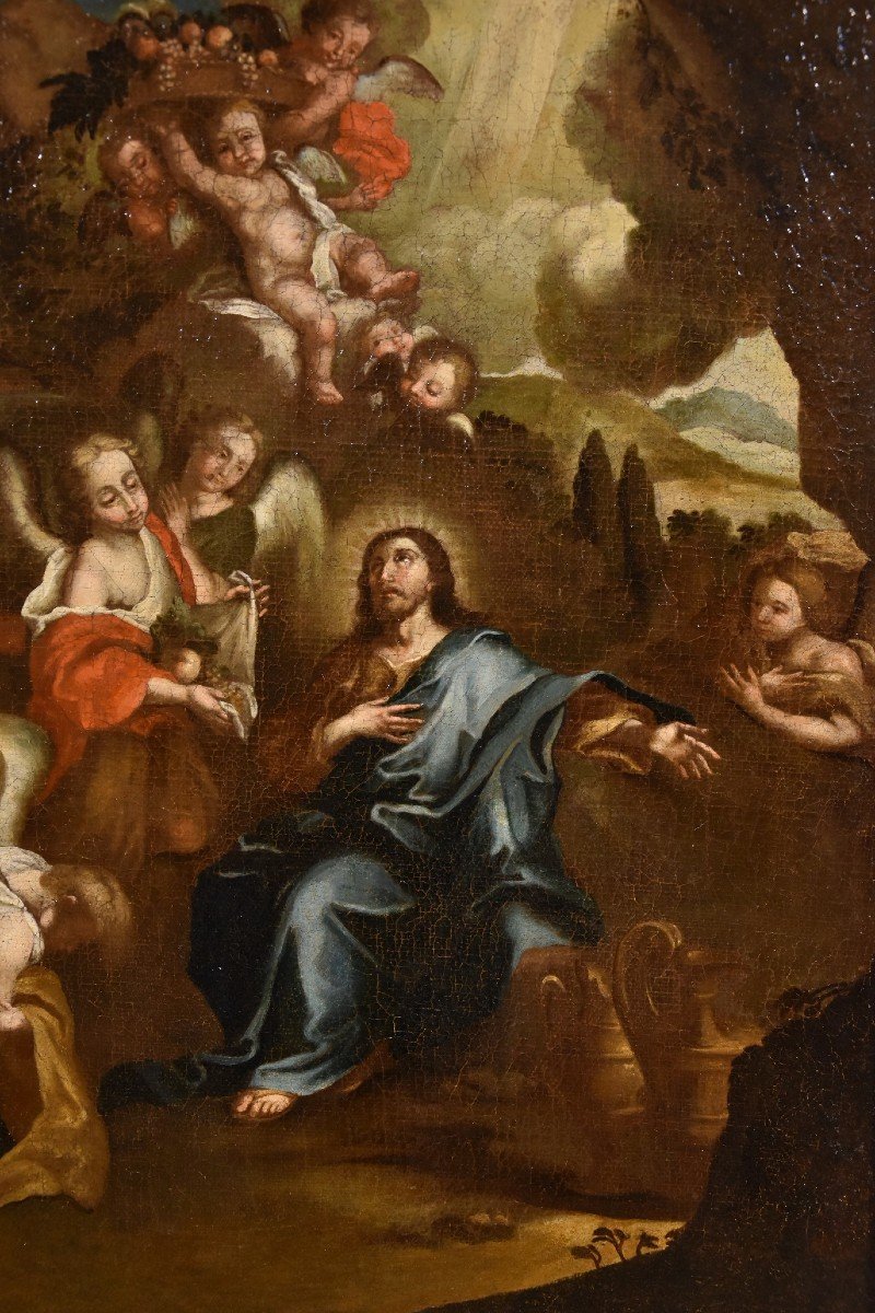 Christ Surrounded By Angels In The Desert, Pietro Da Cortona (cortone 1597 - Rome 1669) Circle -photo-2