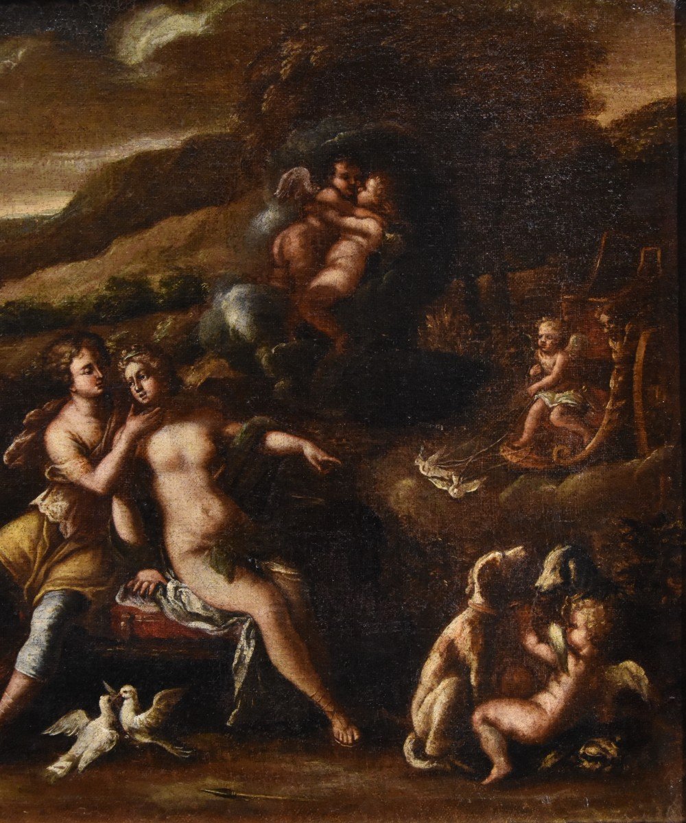 Idyll Between Venus And Adonis, Workshop Of Filippo Lauri (rome, 1623 – 1694)-photo-4