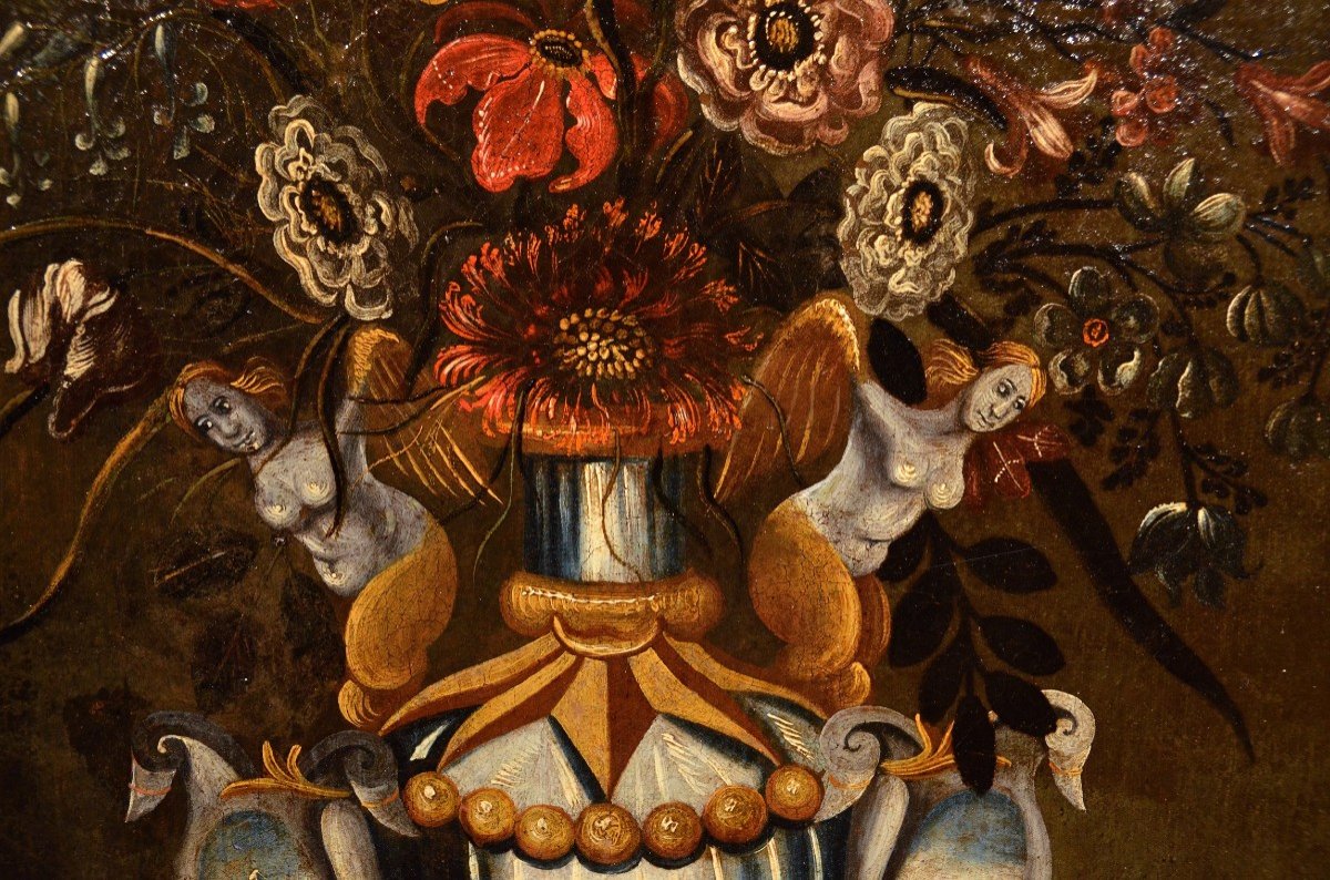 Till Life Of Flowers In A Classic Vase, Master  Of The Grotesque Vase (rome,  17th Century)-photo-2