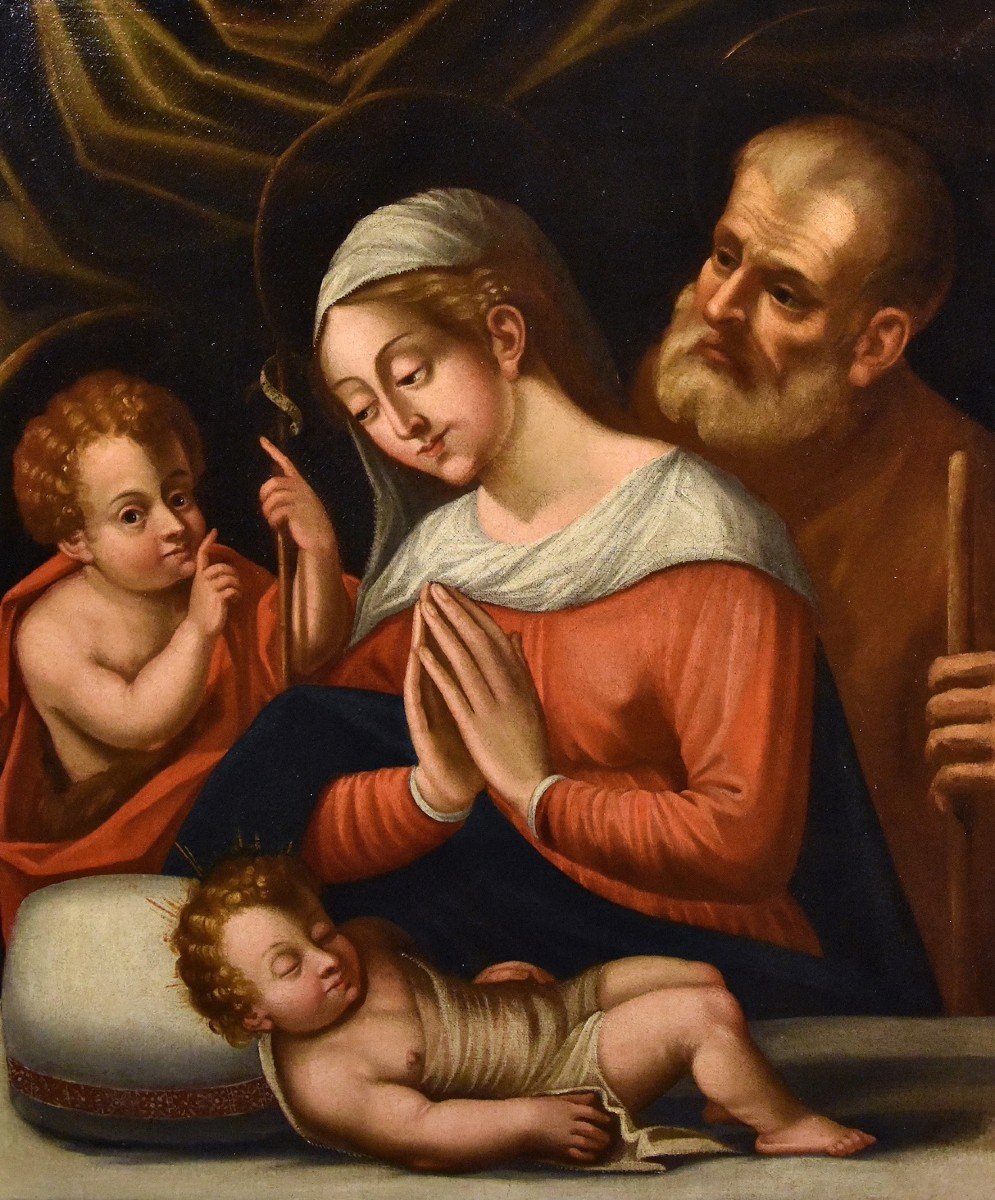 La Sainte Famille Avec Saint Jean-baptiste , Giovanni Battista Ramenghi (1521 - 1601) Circle