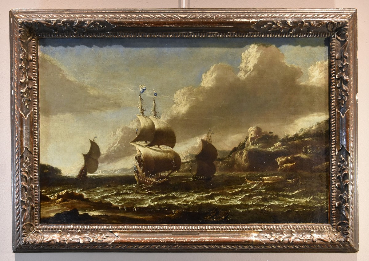 Marco Ricci (belluno, 1676 - Venise, 1730) Attribuable  Marina Avec Voiliers