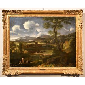 Jan Frans Van Bloemen (antwerp 1662 - Rome 1749), Arcadian Landscape With Figures