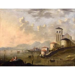 Paysage Côtier De La Méditerranée, Peintre Flamand Actif En Italie Au XVIIIe Siècle