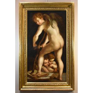 Cupidon fabriquant son arc, Francesco Mazzola, Il Parmigianino (Parme, 1503 - 1540) Suiveur de