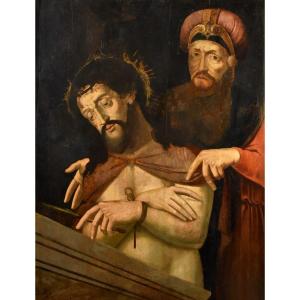 Ecce Homo Avec Ponce Pilate, Michael Coxie (Malines, 1499 - 1592) Cercle De 