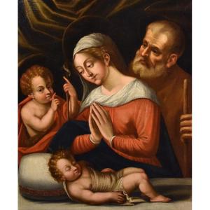 Holy Family With The Infant Saint John The Baptist, Battista Ramenghi (1521 - 1601) Circle