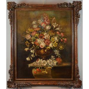 Still Life With Vase Of Flowers, Italian School Of Nineteenth Century