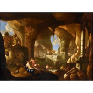 Diane Et Les Nymphes Dans Une Grotte, Jacques Muller (Utrecht 1630 - 1680) Signé