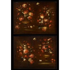 Margherita Caffi (cremona 1647 - Milan 1710) Circle, Pair Of Still Life Paintings Of Flowers