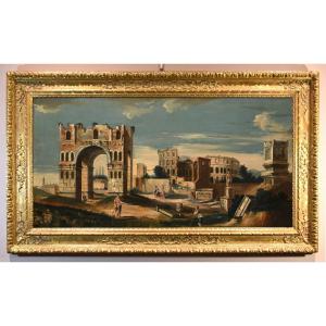 Architectural Capriccio With Ancient Classical Ruins, Jacob Fabris (venice, 1689 - 1761)