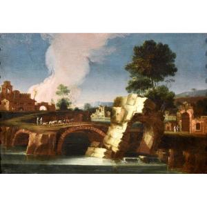 Paolo Anesi (Rome 1697 - 1773), Paysage Du Latium Avec Le Tibre Et Un Arc En Ruine