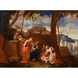 Nicolas Poussin (1594 - 1665) Atelier, Le Petit Moïse Retrouvé Par La Fille De Pharaon