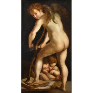 Cupidon Fabriquant Son Arc, Francesco Mazzola, Il Parmigianino (parme, 1503 - 1540) Suiveur De