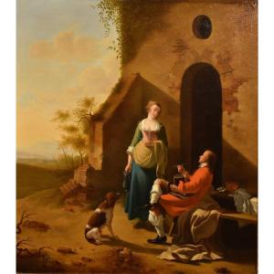 Scène Galante à l'Entrée d'Une Auberge, Jan Vermeer d'Utrecht (schoonhoven 1630 - 1692) Suiveur