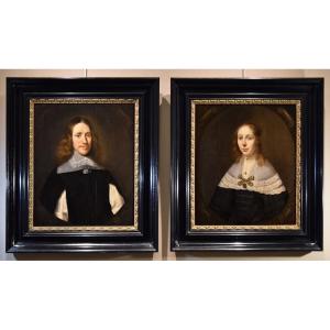 Portraits De Couples Hollandais, Cornelis Janssens Van Ceulen (Londres 1593 - Utrecht 1661)