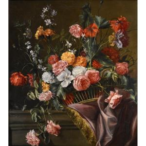 Jean-michel Picart (antwerp, 1600 - Paris, 1682), Still Life Of Flowers