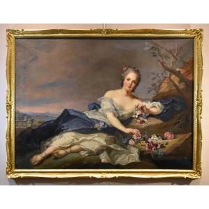 La Princesse Henriette-Anne De France En Flora, Ecole De Jean-Marc Nattier (Paris 1685 - 1776) 