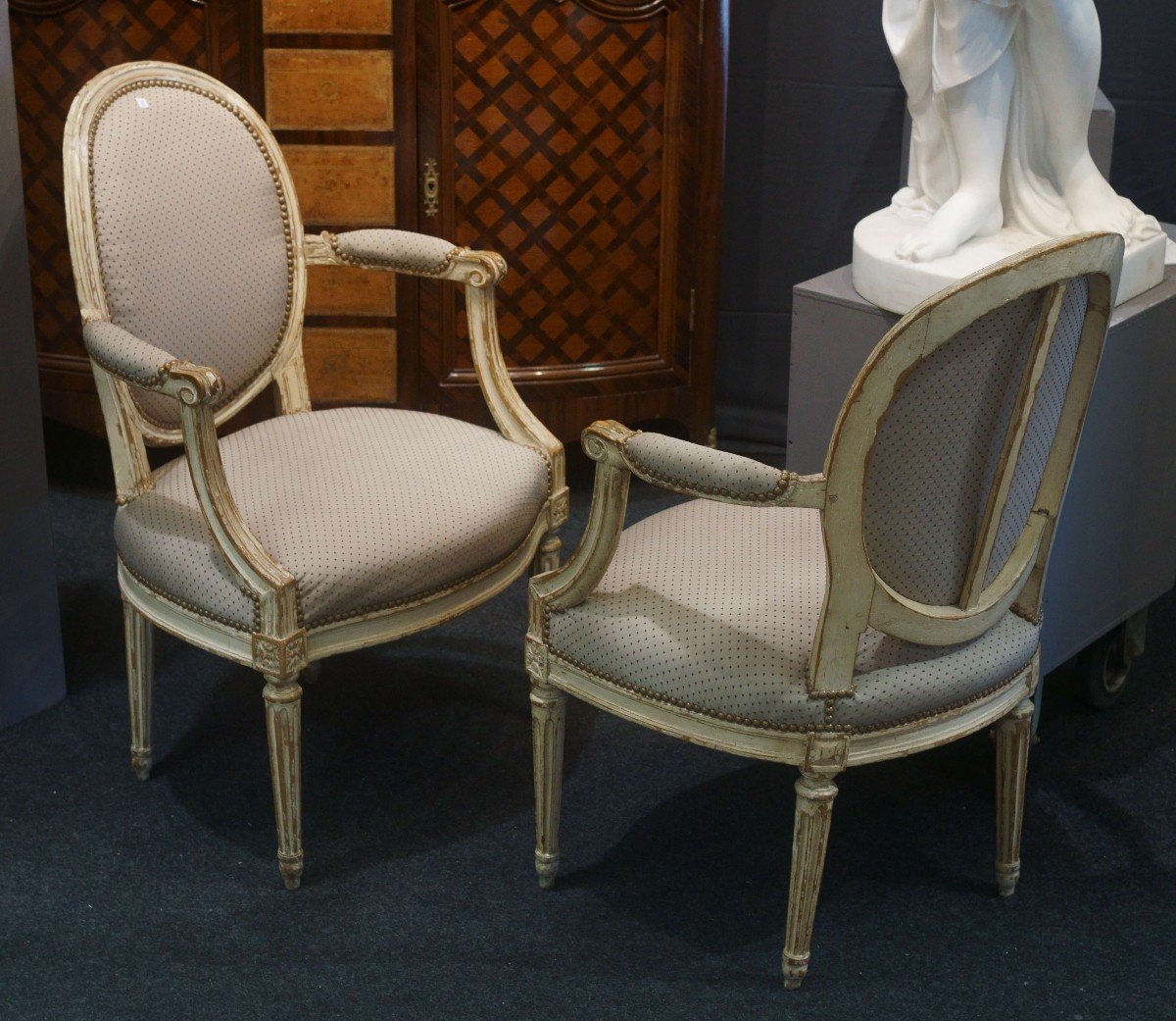 18th Pair Of Neoclassical Armchairs Stamped Pierre Remy Louis XVI Period-photo-5