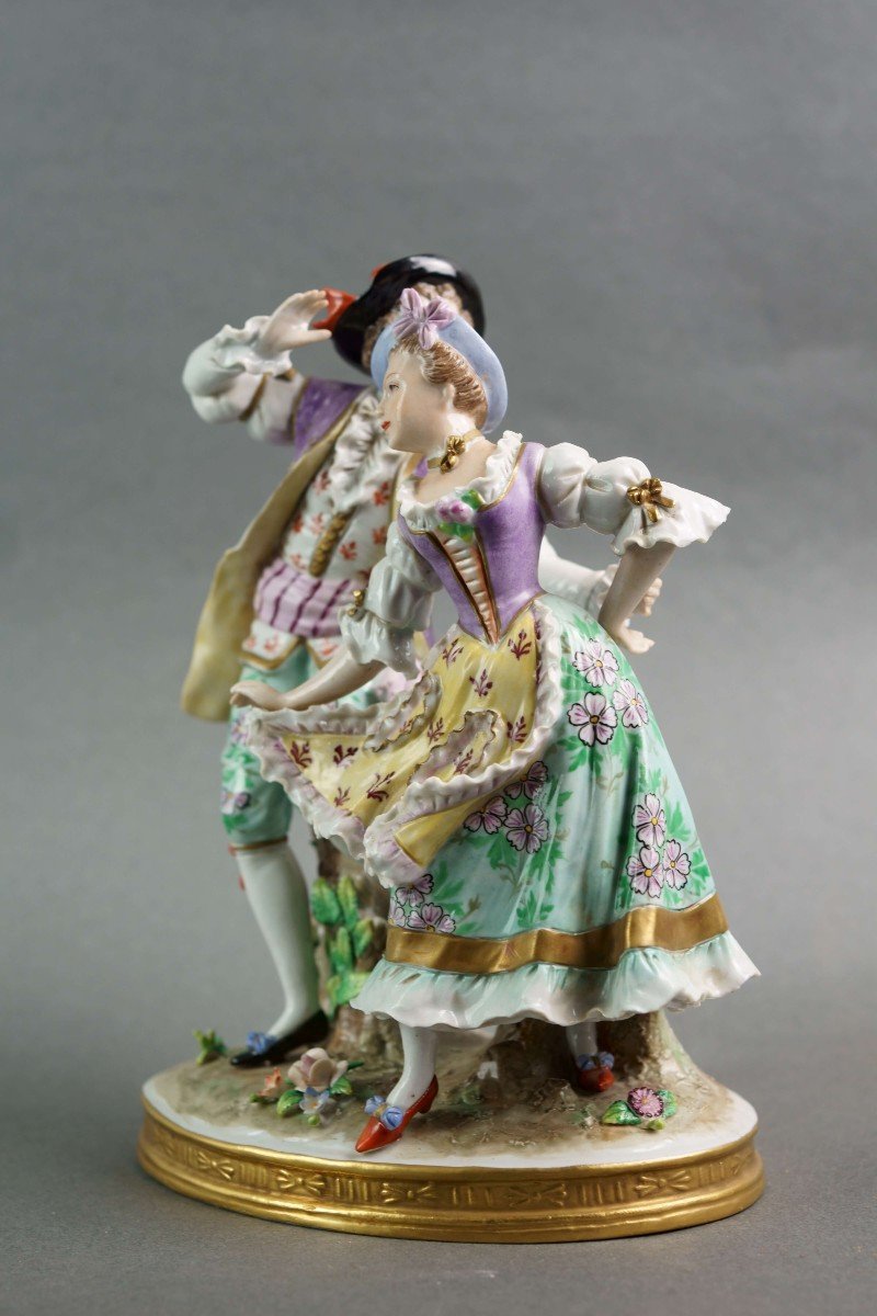 Groupe En Porcelaine De Meissen Figurine Danseuse 19éme-photo-2