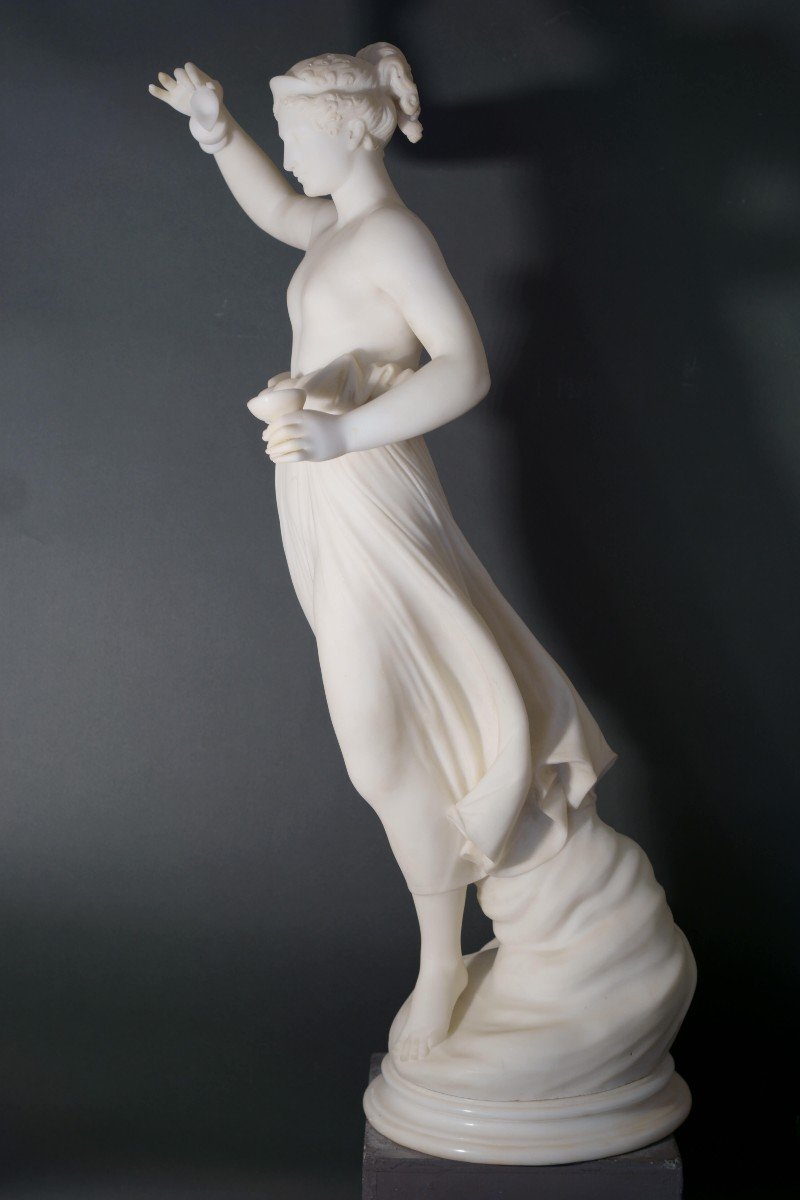 Mid-19th Hebe Impressive Neoclassical Marble Sculpture-photo-3