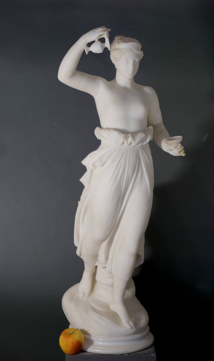 Mid-19th Hebe Impressive Neoclassical Marble Sculpture-photo-7