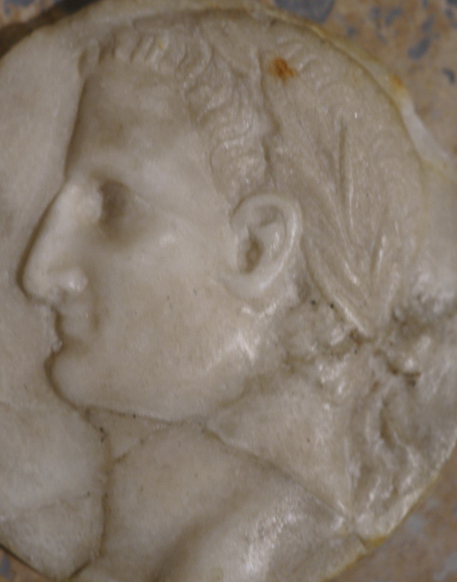 Marble Medallion Profile Of Emperor Tiberius Grand Tour 18th Century-photo-3