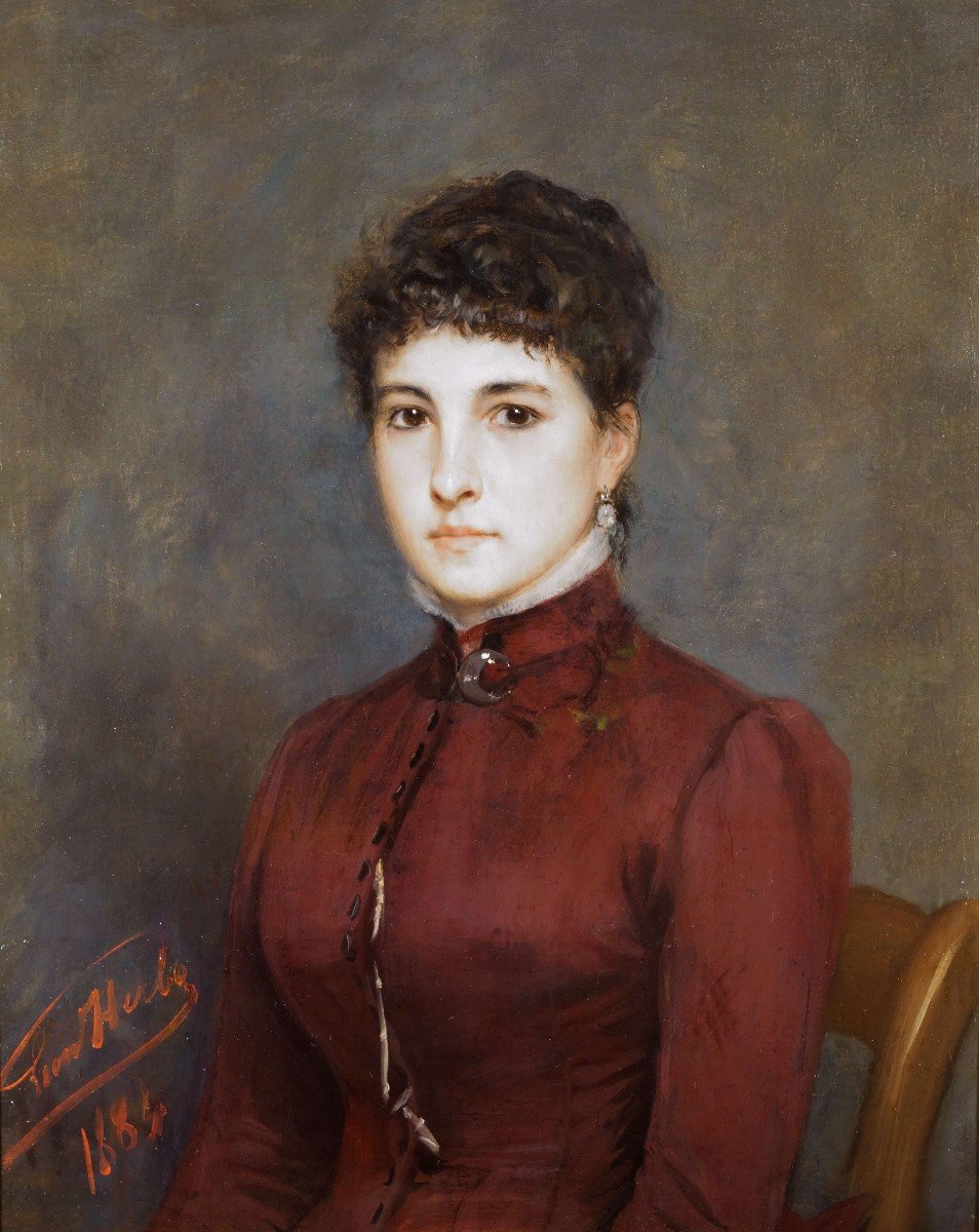 Léon Herbo (1850-1907) Portrait De Jeune Femme Signé Et Daté 1884