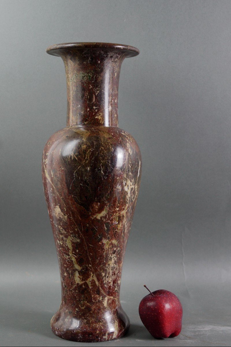 19th Italian  Neoclassical Large Red Marble Vase-photo-3