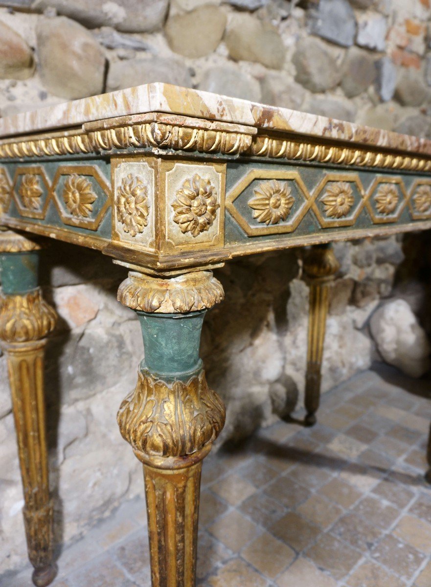 18th Genoese Console Louis XVI Period Lacquered And Gilt Wood-photo-5