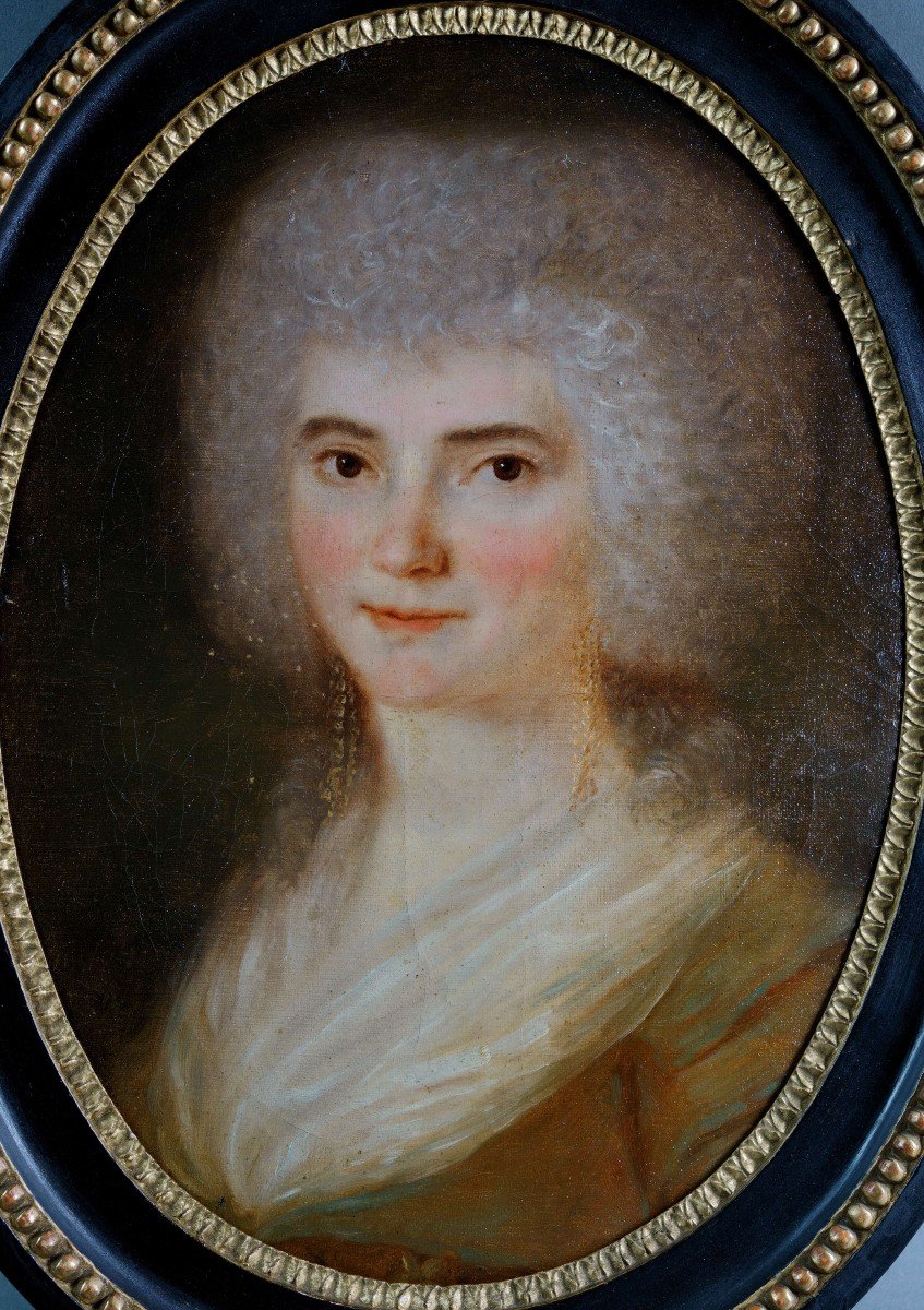 Portrait De Dame De Qualité époque Lois XVI Dans Un  Cadre Ovale 18éme-photo-2