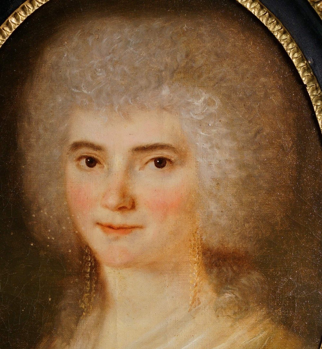 Portrait De Dame De Qualité époque Lois XVI Dans Un  Cadre Ovale 18éme-photo-3