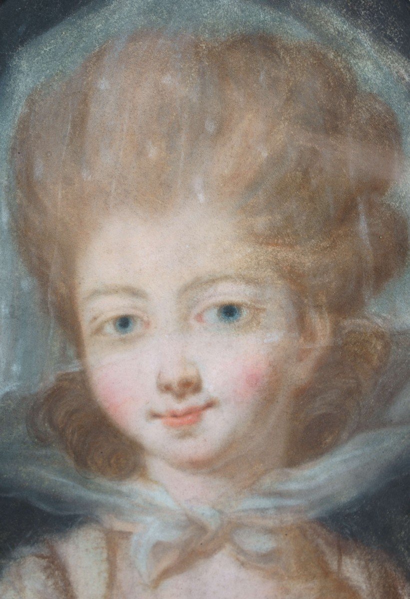 Jeremiah Meyer (1735-1789) Portrait Du 18éme Pastel Sur Parchemin Cadre Doré-photo-2