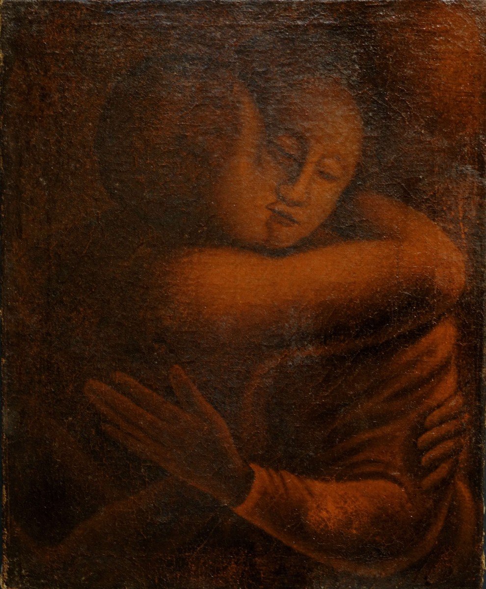 "Le Baiser" Huile Sur Toile Ecole Française  fin 19éme suiveur de Théophile Alexander Steinlen