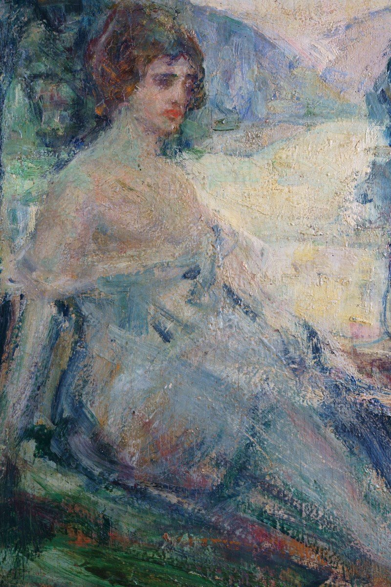 Martin Borgord (1869-1935) "portrait Of An Elegant Lady" Expressionist Style-photo-3