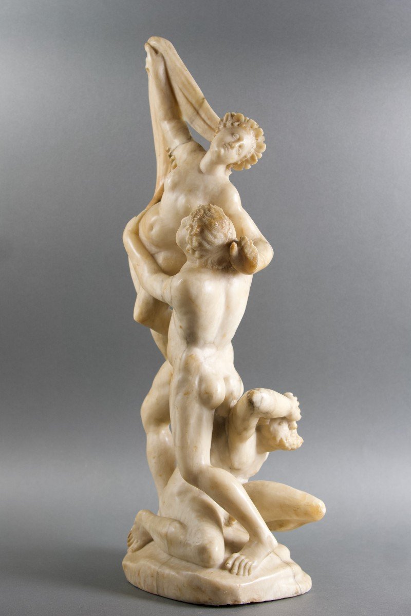 18th  Large Sculptural Group "the Rape Of The Sabine Women" Veined Alabaster Inghirami Volterra-photo-3