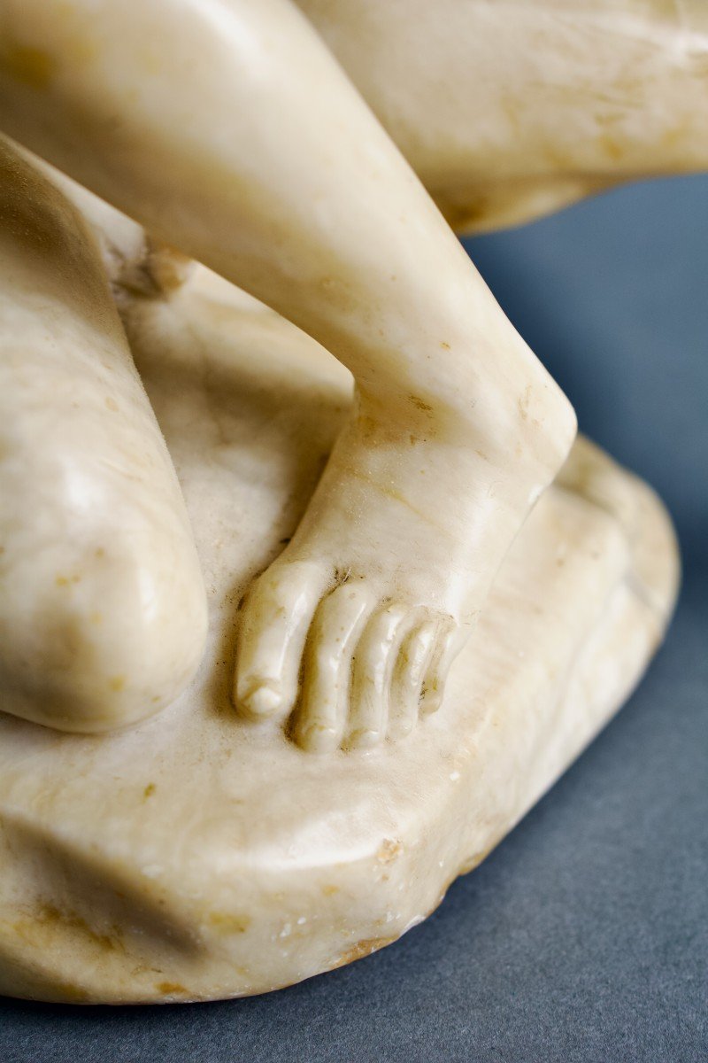 18th  Large Sculptural Group "the Rape Of The Sabine Women" Veined Alabaster Inghirami Volterra-photo-4