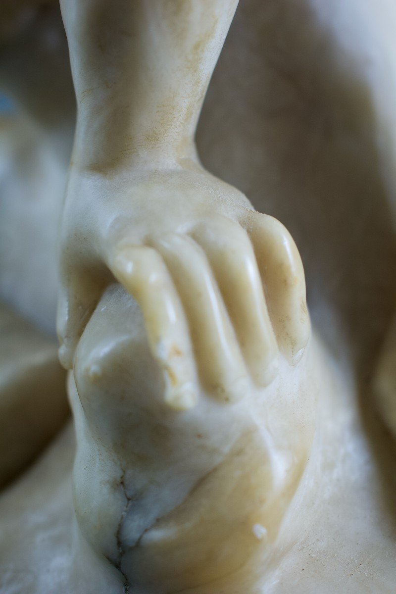 18th  Large Sculptural Group "the Rape Of The Sabine Women" Veined Alabaster Inghirami Volterra-photo-6