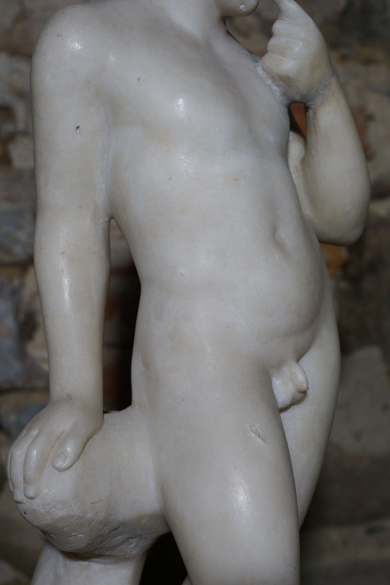 18th Italian Neoclassical Marble Sculpture Male Nude-photo-3