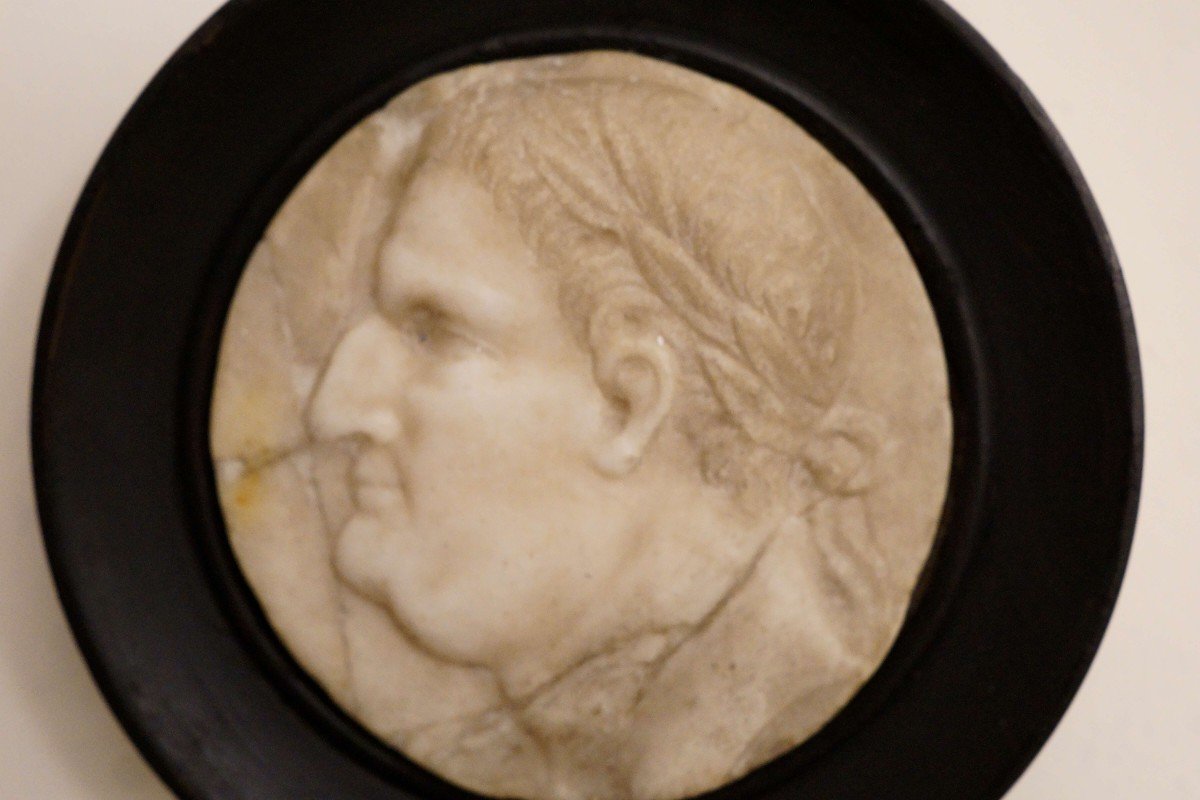 Marble Medallion Profile Of Emperor Galba Grand Tour 18th Century-photo-2