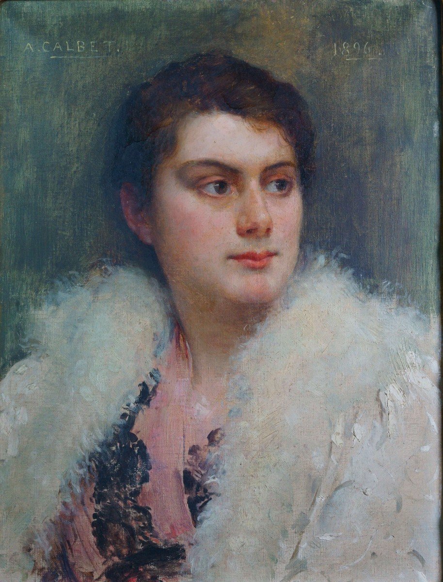 Antoine Calbet (1860-1942) Portrait Of A Lady Signed And Dated 1896-photo-3