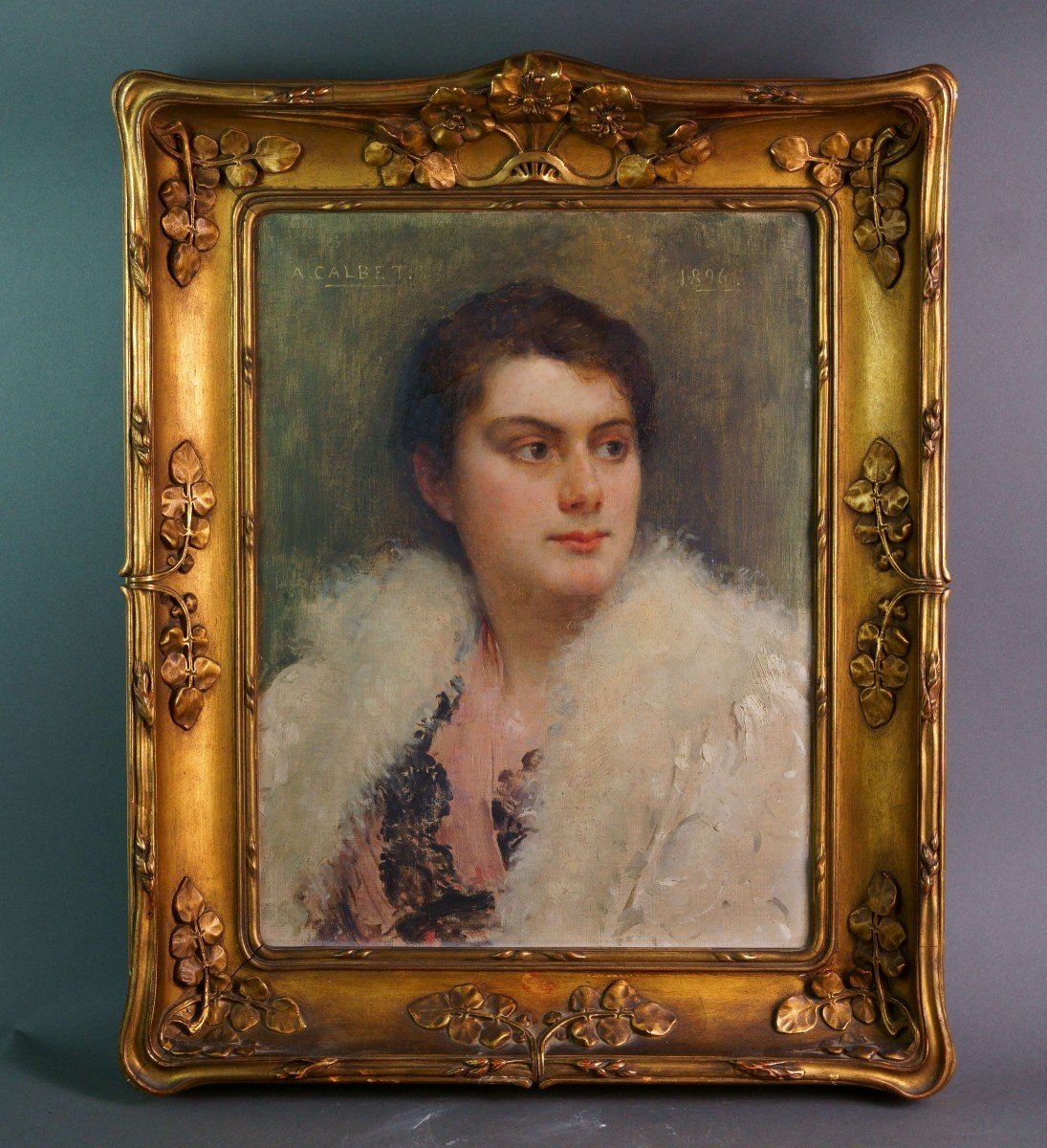 Antoine Calbet (1860-1942) Portrait Of A Lady Signed And Dated 1896