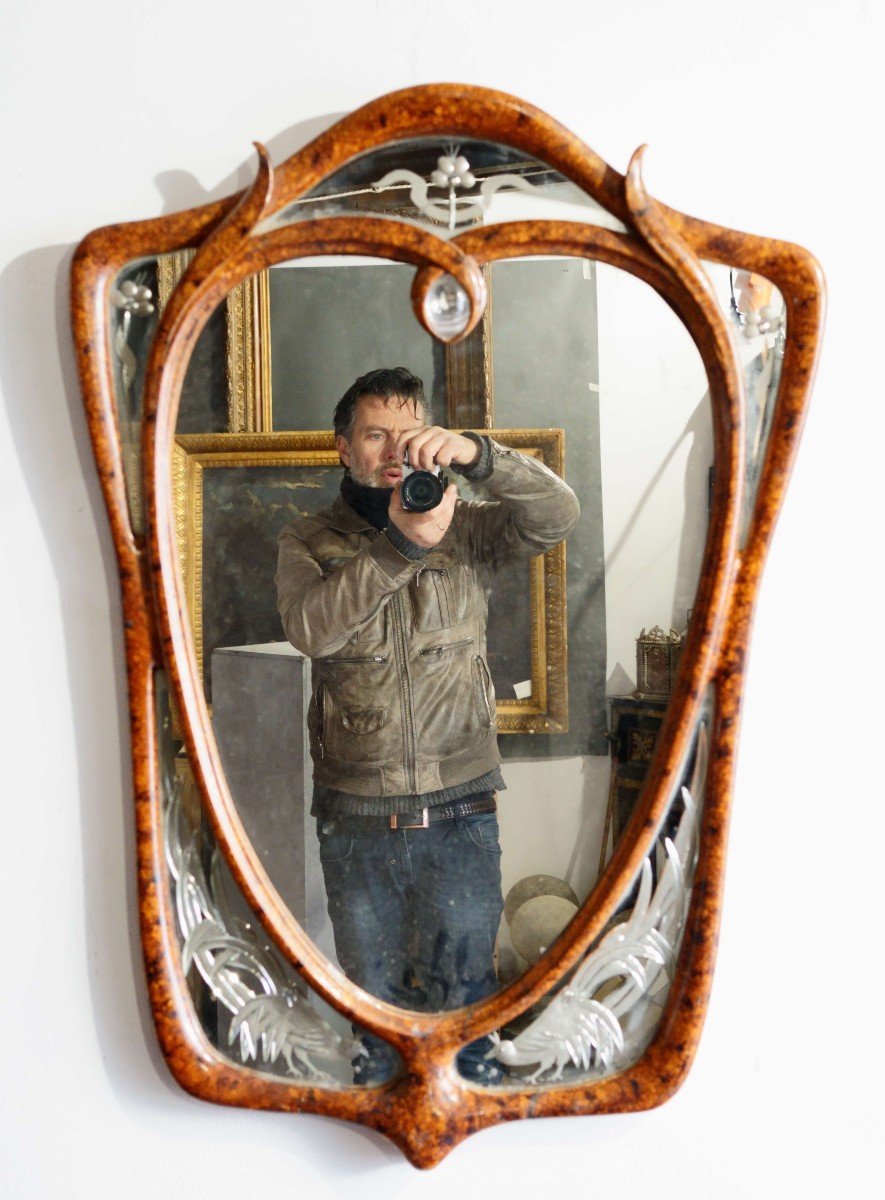 Art Nouveau Style Mirror Made In The 1940s-photo-3