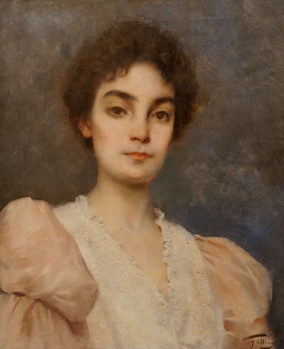 Octave Gallian (1855 - 1918) "portrait Of An Elegant Woman" Dated 1895