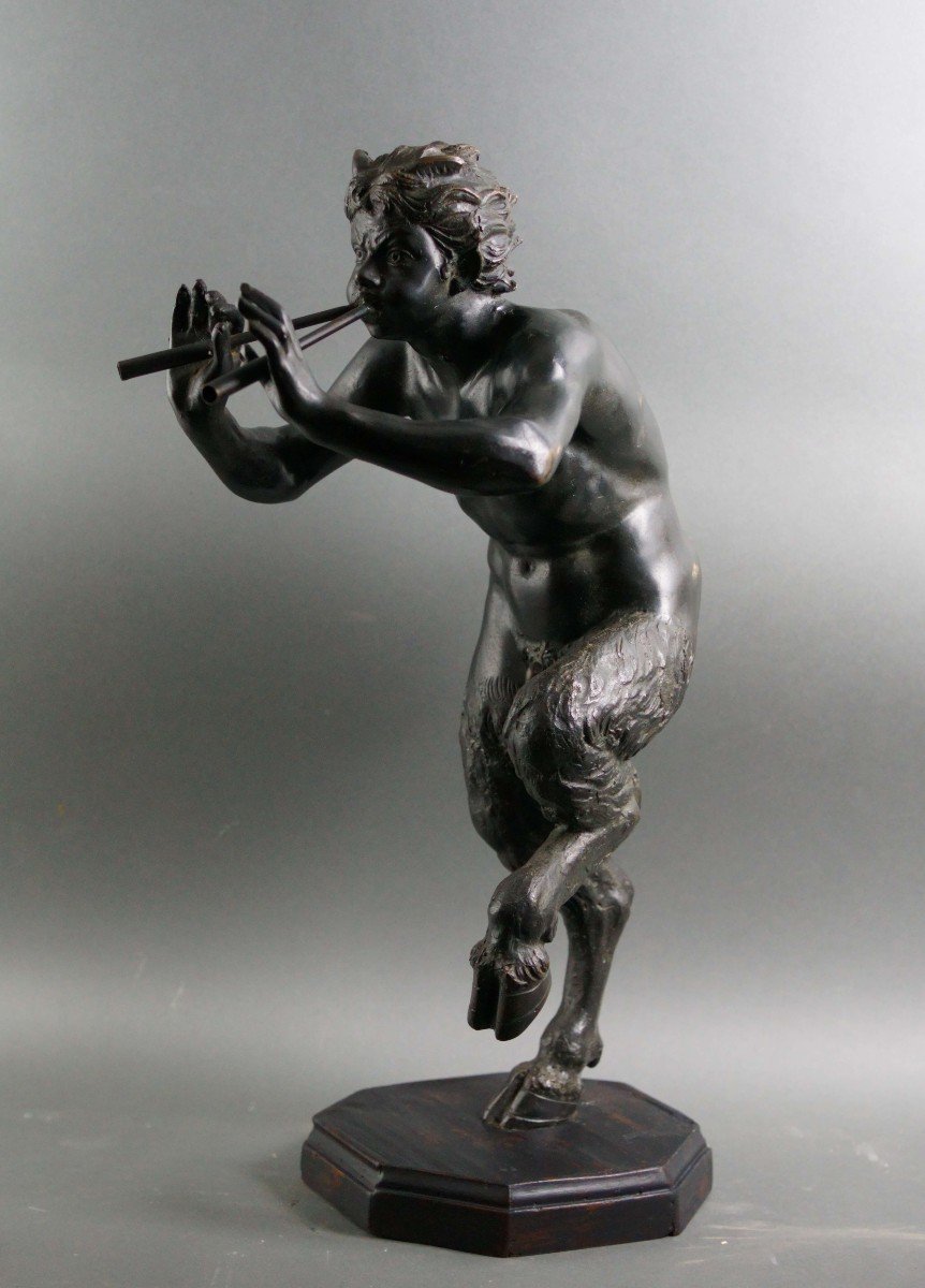 Mid 19th Bronze Sculpture Italian Faun With Flutes-photo-2