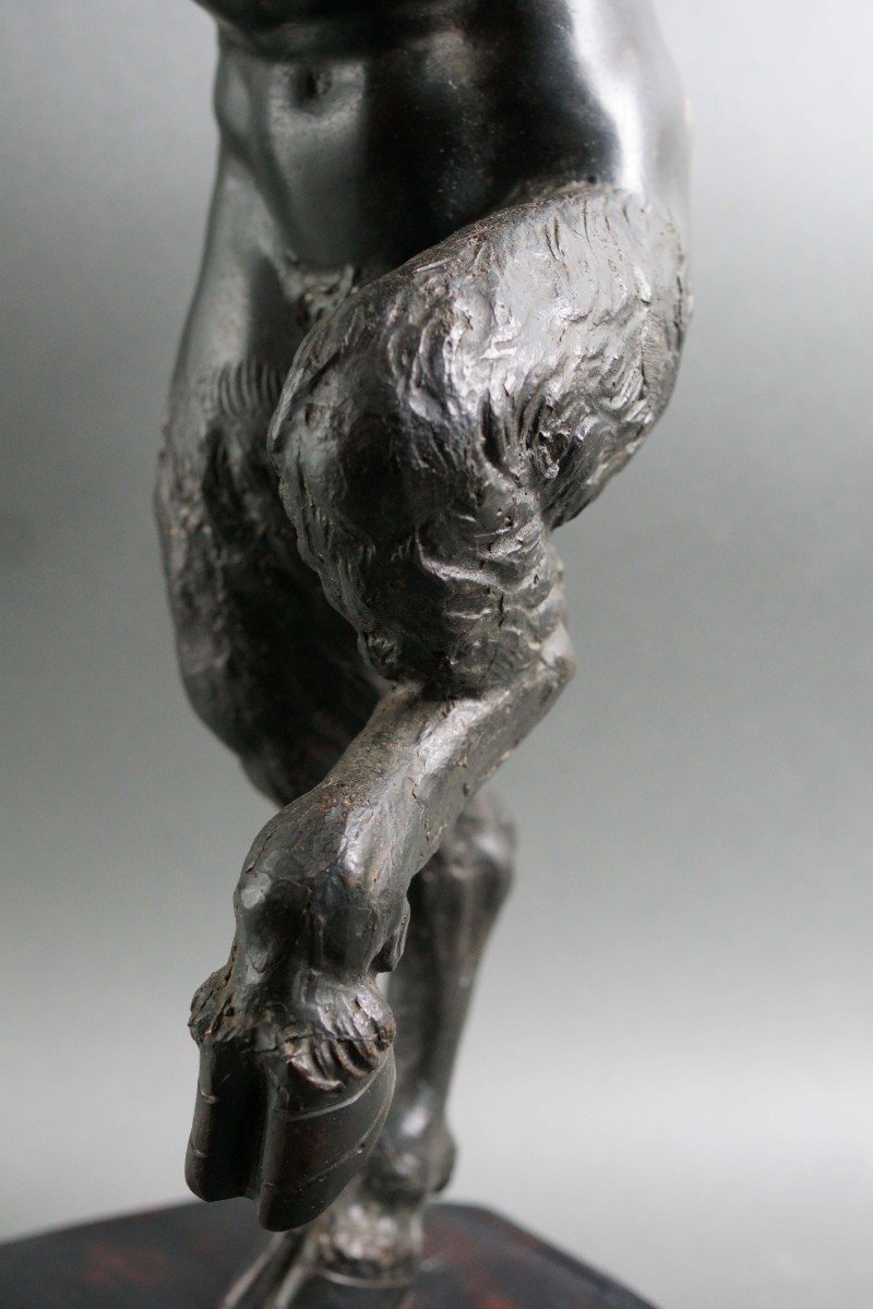 Mid 19th Bronze Sculpture Italian Faun With Flutes-photo-4